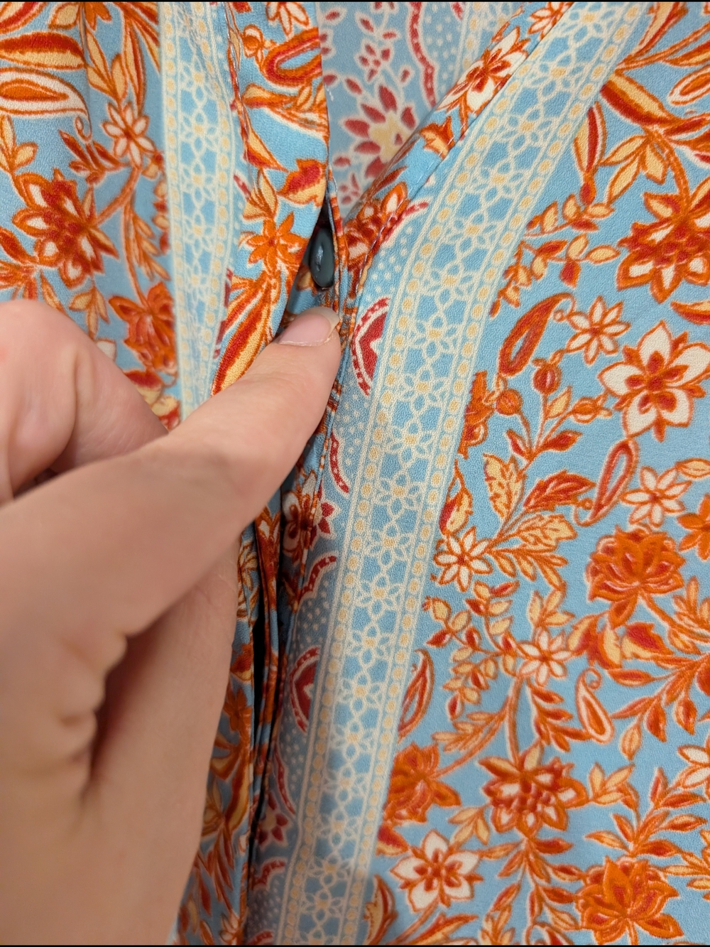 Rose & Olive Light Blue & Orange Floral Boho Tunic in Size 2X - Picture 7 of 9